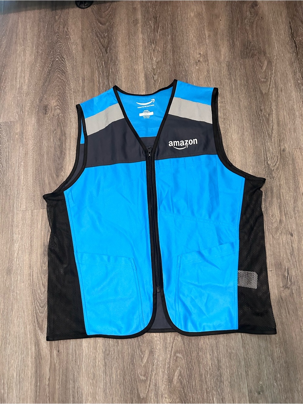 Amazon Vest Mens XS Reflective Blue Black Safety High Visibility Uniform